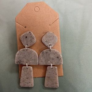 grey granite clay earrings